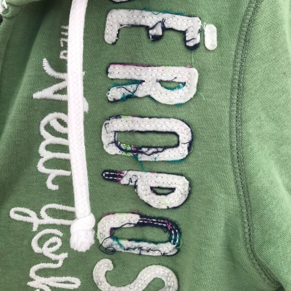 Y2K Aeropostale hoodie green women S spell out hood zip patches retro skater - Picture 3 of 9